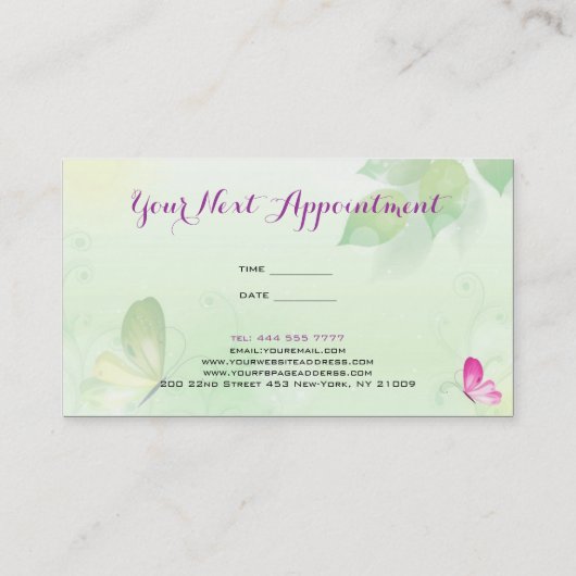 春の緑の背景 名刺 (裏面)