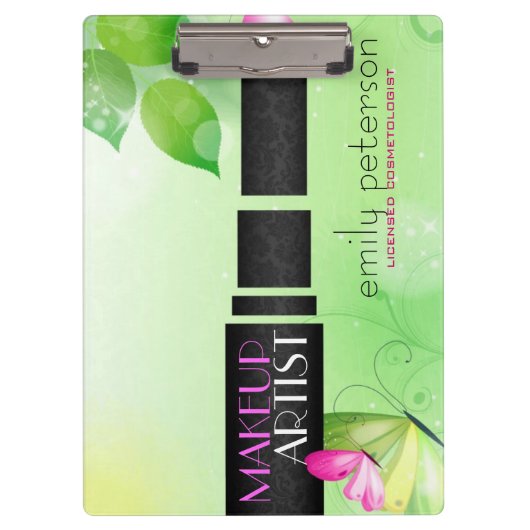 春の緑の背景(黒い美しい記号) クリップボード (正面)