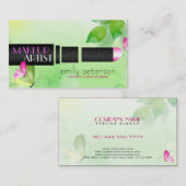 春の緑の背景(黒い美しい記号) 名刺 (正面/裏面)