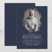 春の緑の葉のシルエット葬儀写真 招待状 (正面/裏面)