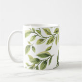 春の緑の葉クラシック コーヒーマグカップ (左)