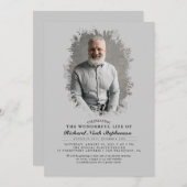 春の緑の葉シルエット葬儀写真 招待状 (正面/裏面)