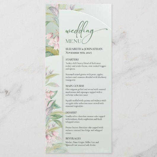 春の緑の葉赤面バラbohoアーチ メニュー (正面)