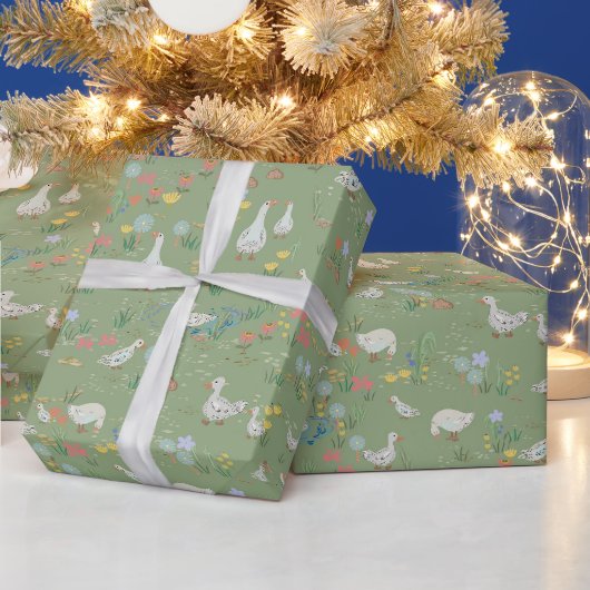 春の緑の鴨池のラッピングペーパー  ラッピングペーパー (クリスマス)