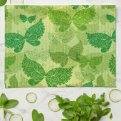 春の緑パターン キッチンタオル (折り畳み)