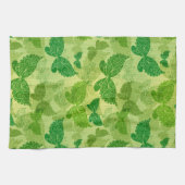 春の緑パターン キッチンタオル (横)