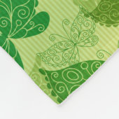 春の緑パターン フリースブランケット (角)