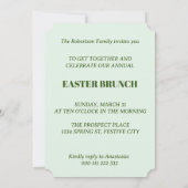 春の緑色 ピンクの花 ウサギ イースター 春の卵 招待状 (裏面)