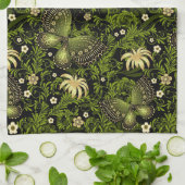 春の緑金ゴールドパターン キッチンタオル (折り畳み)