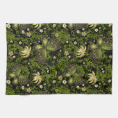 春の緑金ゴールドパターン キッチンタオル (横)