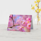 春の美しいピンクの桜の花 カード (黄色い花)