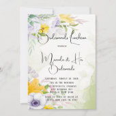 春の美しい朝の花のブライズメイドのランチ 招待状 (正面)