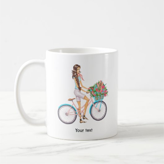 春の自転車少女 コーヒーマグカップ (左)