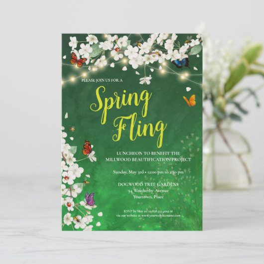 春の舞踏会ガーデンパーティーのお祝い 招待状 (スタンド正面)