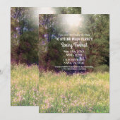 春の花々が彩る魔法の森の春のフォーマルプロム 招待状 (正面/裏面)