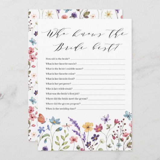 春の花々 夏 誰が花嫁を一番よく知っているゲーム 招待状 (正面/裏面)