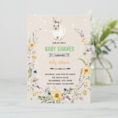 春の花うさぎシャワー誕生日招待 招待状 (スタンド正面)