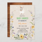 春の花うさぎシャワー誕生日招待 招待状 (正面/裏面)