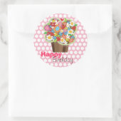 春の花お洒落カップケーキ誕生日シール ラウンドシール (バッグ)