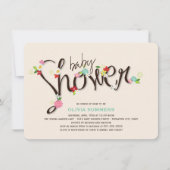 春の花お洒落シックガールベビーシャワー 招待状 (正面)