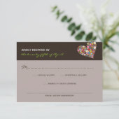 春の花お洒落ハート結婚式RSVP 出欠カード (スタンド正面)