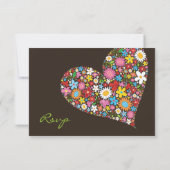 春の花お洒落ハート結婚式RSVP 出欠カード (裏面)