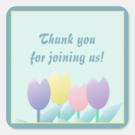 春の花かわいいチューリップスパーティーの人気ステッカー スクエアシール