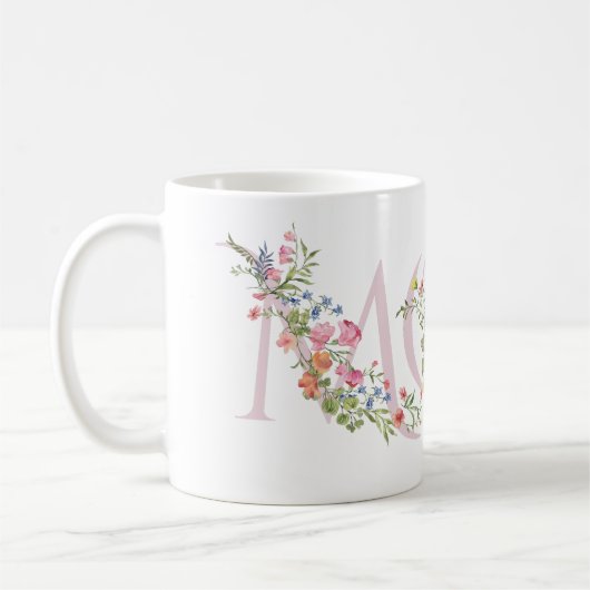 春の花かわいらしピンク母の日 コーヒーマグカップ (左)