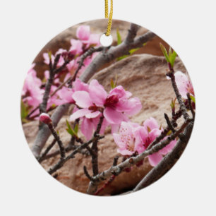 春の花がシオンロックに セラミックオーナメント