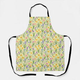 春の花が一斉に咲き乱れるパターン エプロン
