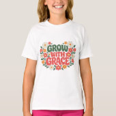 春の花が優雅に咲く レトロ Tシャツ (正面)