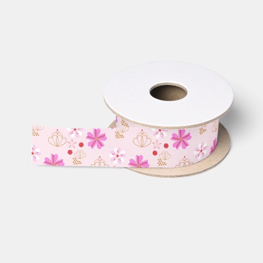 春の花さくらんぼブロッサムピンク赤面 サテンリボン (リール)