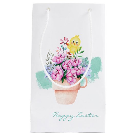 春の花とイースターシック小抱き枕 スモールペーパーバッグ (正面)