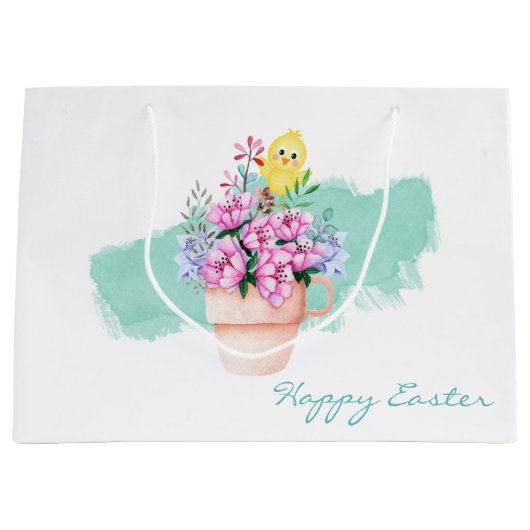 春の花とイースターシック ラージペーパーバッグ (正面)