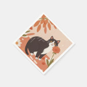 春の花とカスタムでキュートな猫 スタンダードカクテルナプキン (角)