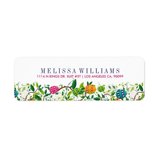 春の花とカラフルイースターエッグ ラベル (正面)