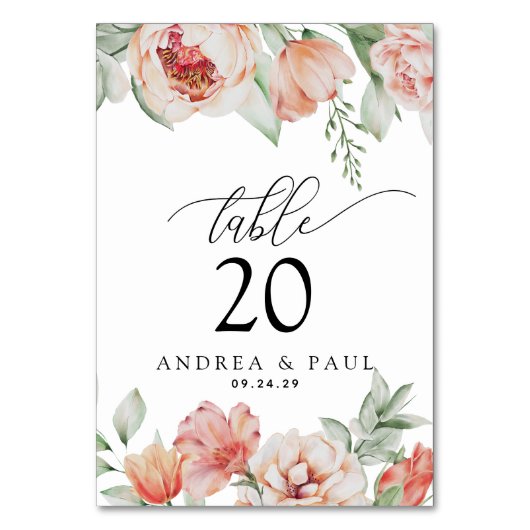 春の花とグリーン結婚リー テーブルナンバー (正面)