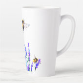 春の花とハチ飛んでいるラテマグカップ カフェラテマグ (右)
