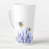 春の花とハチ飛んでいるラテマグカップ カフェラテマグ (左アングル)