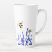 春の花とハチ飛んでいるラテマグカップ カフェラテマグ (右)