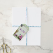 春の花とバタフライ妖精 ギフトタグ (より糸付き)