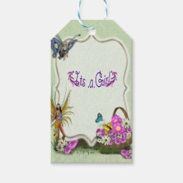 春の花とバタフライ妖精 ギフトタグ