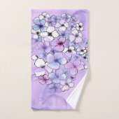 春の花とパープルバブルバスタオルセット バスタオルセット (ハンドタオル)