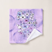 春の花とパープルバブルバスタオルセット バスタオルセット (ウォッシュタオル)