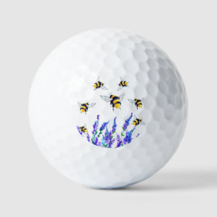 春の花とビー飛んでいるズゴルフボール ゴルフボール