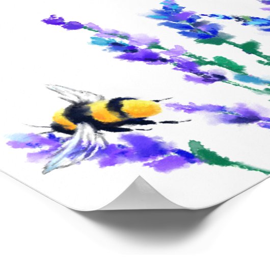 春の花とビー飛んでいるツの絵画ポスター ポスター (角)