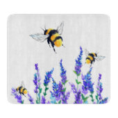 春の花とミツバチの切断板 カッティングボード (正面)