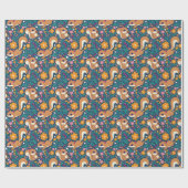 春の花とリス ラッピングペーパー (フラット)