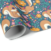 春の花とリス ラッピングペーパー (ロールコーナー)