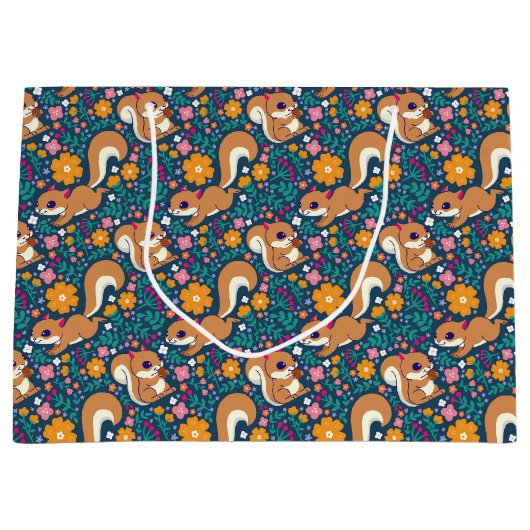 春の花とリス ラージペーパーバッグ (正面)